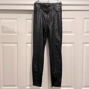 Zara Black Skinny Leather Pants with zippers at the bottom